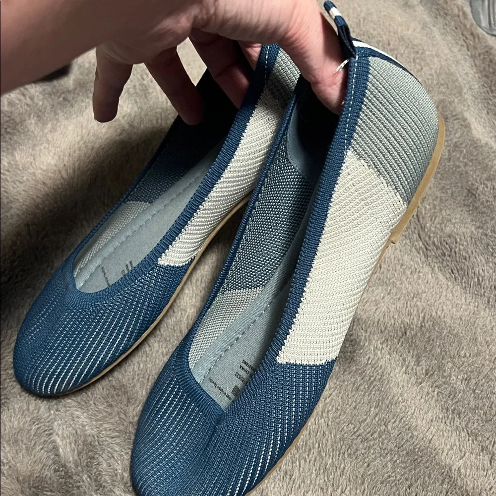 Lily & Dan Ballet Flats Girls Sz 4/5 Blue Gray Woven Recycled Material Shoes